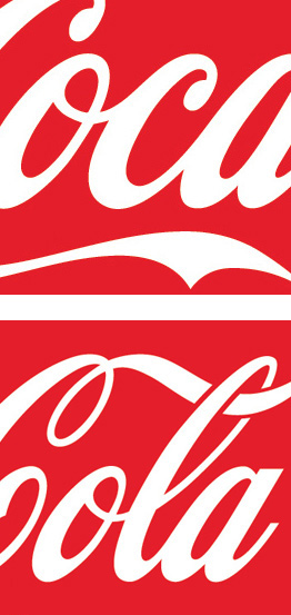 Primer plano de la caligrafía Spencerian del logotipo de Coca-Cola, mostrando el trazo de pluma original